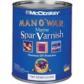 Mccloskey Man O' War 080000005 Marine Spar Varnish, SemiGloss, Clear, Liquid, 1 qt, Can 7507